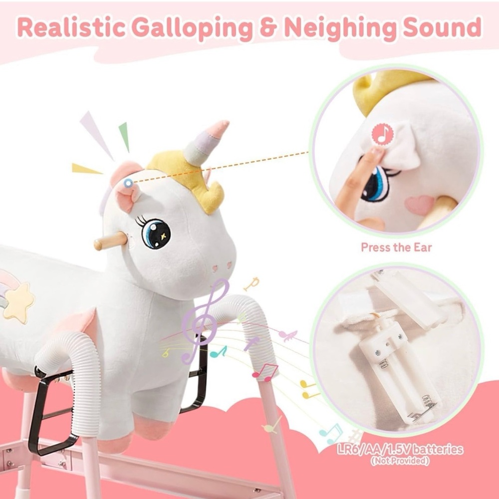Pink Unicorn Spring Rocking Horse - Picture 2 of 6
